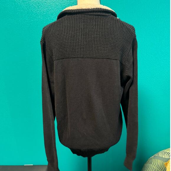 Field & Stream Black 100% Cotton Sherpa Collar Half Zip Sweater Women's Medium - Picture 4 of 9